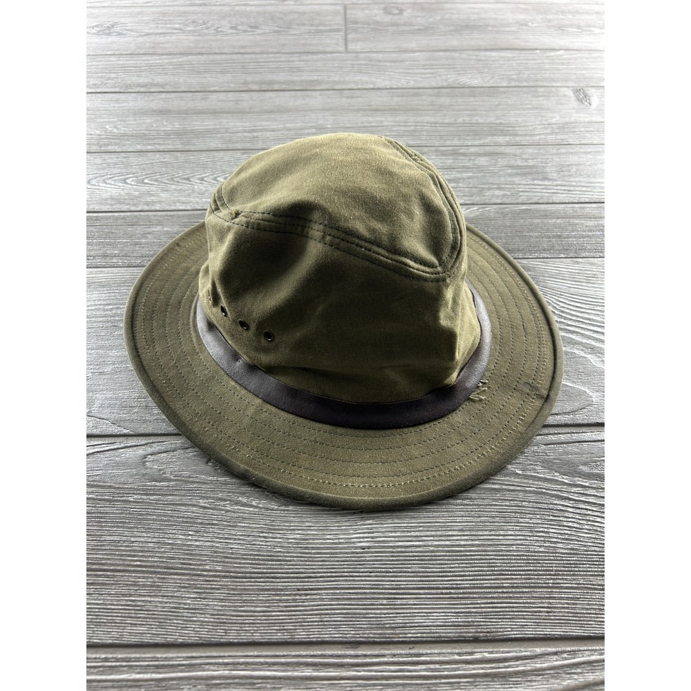Filson Hat Safari Style Strap Back Large Green Cotton Outdoor Adventure Mens USA